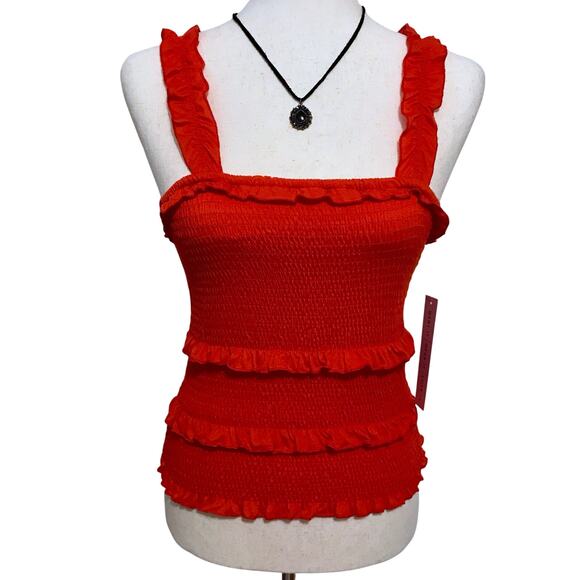 Crave Fame NWT Red Smocked Sleeveless Top Juniors S - Picture 1 of 11
